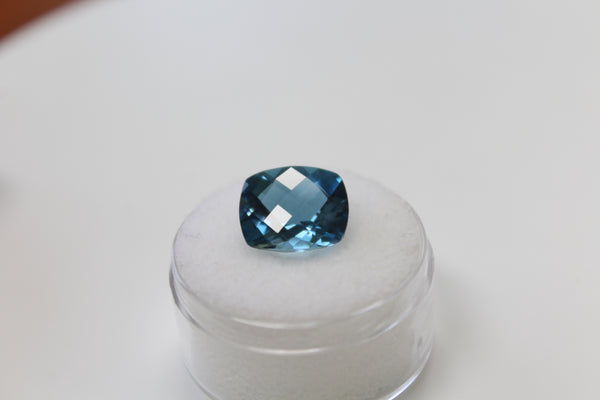 London Blue Topaz  Gemstone - 6.50 ct checkerboard cushion cut - Amazon Imports, Inc. - Fine Quality Gemstones and Jewelry Since 1978