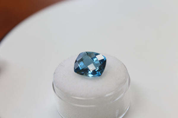 London Blue Topaz  Gemstone - 6.50 ct checkerboard cushion cut - Amazon Imports, Inc. - Fine Quality Gemstones and Jewelry Since 1978