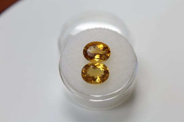 Golden Yellow Citrine Gemstone - Oval Matched Pair - Amazon Imports, Inc. - Fine Quality Gemstones and Jewelry Since 1978