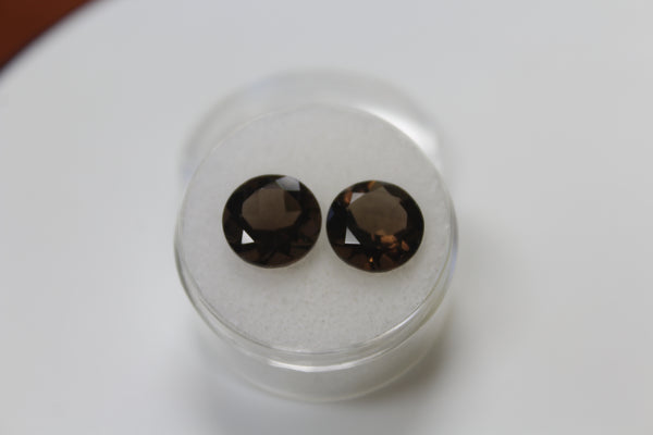 Smokey Quartz Gemstone - matched pair round - Amazon Imports, Inc. - Fine Quality Gemstones and Jewelry Since 1978