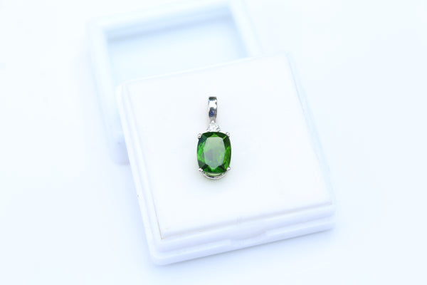Chrome Diopside Pendant set in 14kt White Gold with Diamond Accent - Amazon Imports, Inc. - Fine Quality Gemstones and Jewelry Since 1978