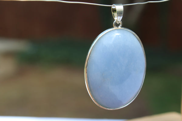 Large Oval Angelite Pendant - Amazon Imports, Inc. - Fine Quality Gemstones and Jewelry Since 1978