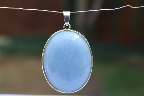 Large Oval Angelite Pendant - Amazon Imports, Inc. - Fine Quality Gemstones and Jewelry Since 1978