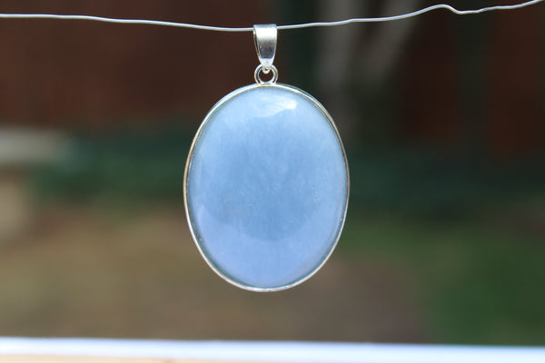 Large Oval Angelite Pendant - Amazon Imports, Inc. - Fine Quality Gemstones and Jewelry Since 1978