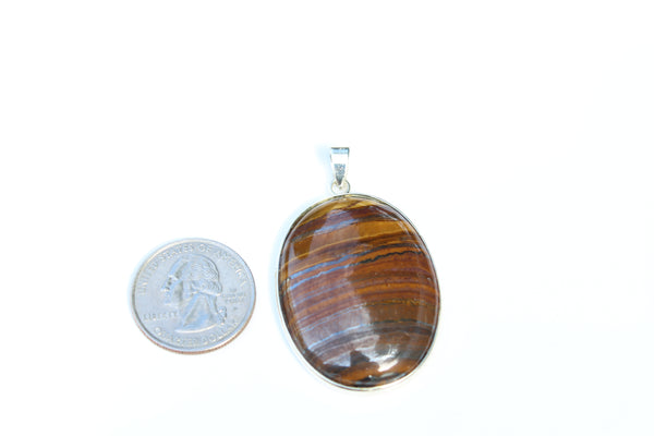 Large Oval Tiger's Eye Pendant - Amazon Imports, Inc. - Fine Quality Gemstones and Jewelry Since 1978