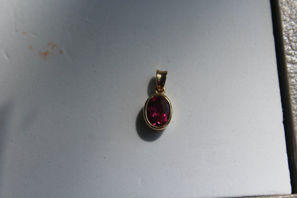 Rubellite Tourmaline Pendant in 14 kt. Gold