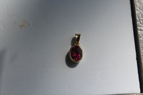 Rubellite Tourmaline Pendant in 14 kt. Gold
