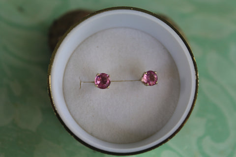 Pink Sapphire Earrings set in 14 Kt. White Gold