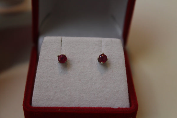 Ruby Earrings set in 14 Kt. White Gold