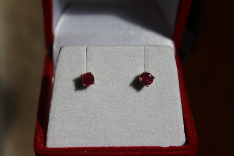 Ruby Earrings set in 14 Kt. White Gold