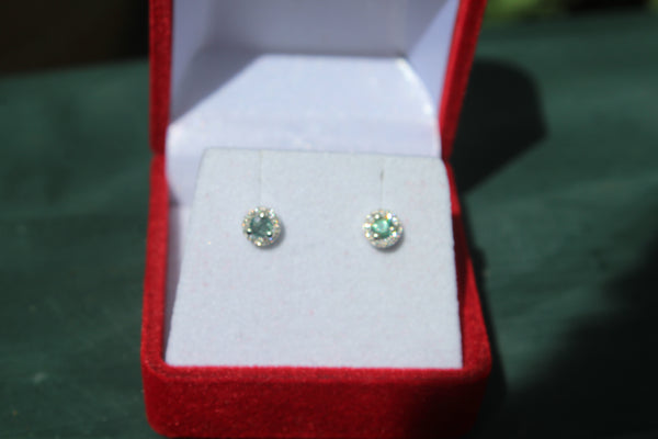 Alexandrite Earrings in 14 Kt. Rose Gold and Diamonds