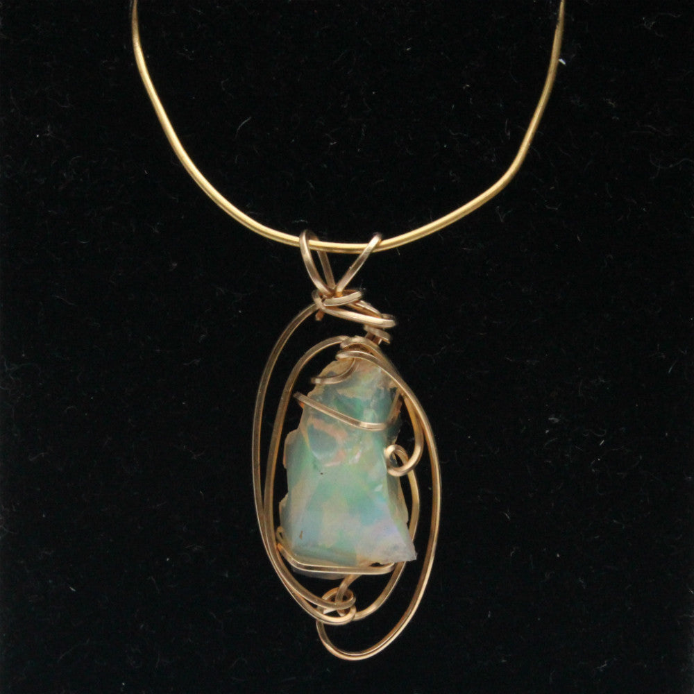 Ethiopian Opal Gemstone Pendant -  14kt Gold Filled wire - Amazon Imports, Inc. - Fine Quality Gemstones and Jewelry Since 1978