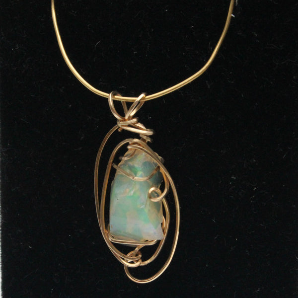 Ethiopian Opal Gemstone Pendant -  14kt Gold Filled wire - Amazon Imports, Inc. - Fine Quality Gemstones and Jewelry Since 1978