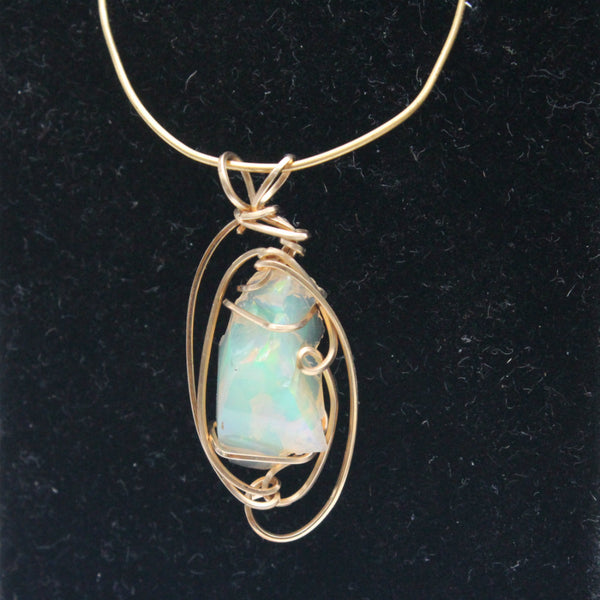 Ethiopian Opal Gemstone Pendant -  14kt Gold Filled wire - Amazon Imports, Inc. - Fine Quality Gemstones and Jewelry Since 1978