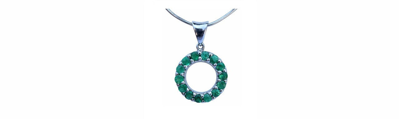 Emerald Circle Pendant set in Sterling Silver - Amazon Imports Fine Gemstones and Jewelry Since 1978